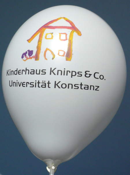 Kinderhaus Knirps & Co Uni Konstanz, ein CMYK Passagenauer 4Farben Werbeaufdruck bis zu 8 Farben von Ballonpoint